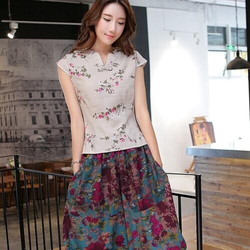 Chinese Linen blouse V Neck Womans Shirt chinese traditional top chinese style cheongsam top traditional vestido chino