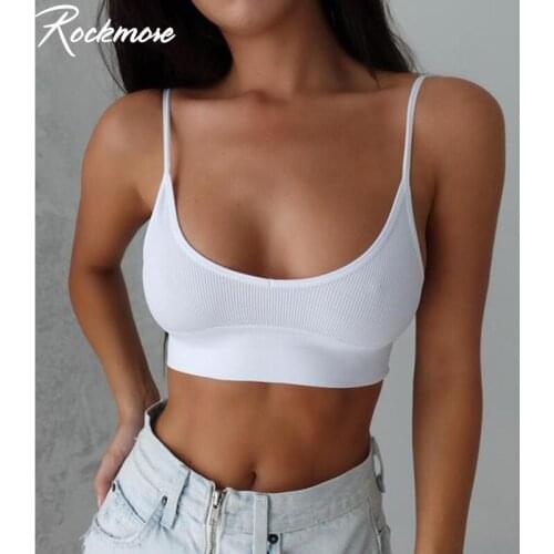 Rockmore Bodycon Women Tank Top Fitness Backless Sexy Crop Top Ladies Streetwear Skinny Camis Straps Vest Camisole Work Out Club