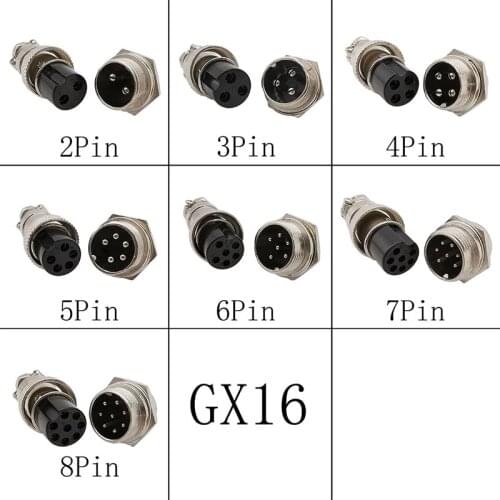 1Pcs GX16 Socket & Plug Aviation Connector GX16 2/3/4/5/6/7/8 Pin Male & Female Circular Aviation Wire Panel Connectors