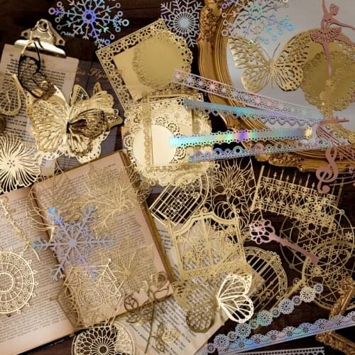 10 pcs/lot Golden Hollow lace Magic Astrolabe Material paper Decorative Junk Journal Stationery Scrapbooking Diary Album Lable