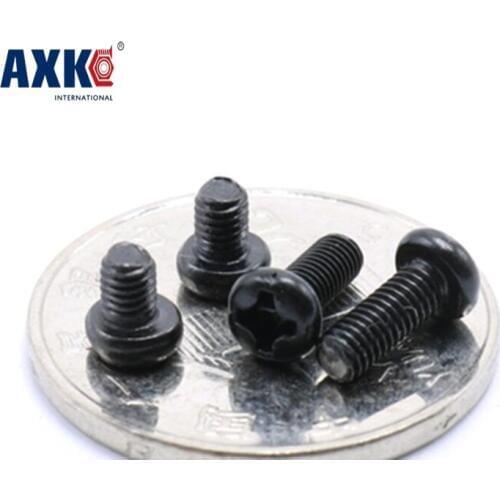 1000pcs/lot M1.6*2.5/3/3.5/4/5/6/8/10 iron plating black phillips pan head small screws for glasses watch clock repair kit