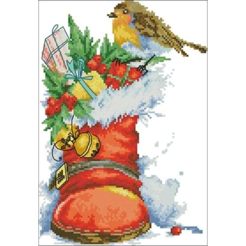 11/14/18/16/22/25/28ct Christmas boots patterns Counted Cross Stitch 1 Cross Stitch Kit Embroidery Needlework Sets