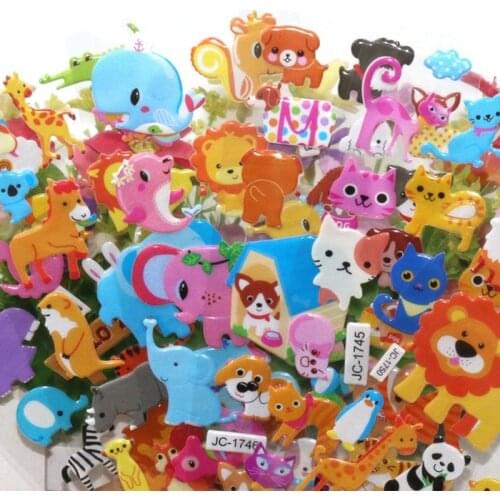 20 Sheets Kids Stickers 3D Puffy Bulk Stickers for Children Paper Journal Notebook Stationary Stickers Kawaii School Supplies