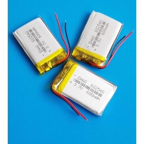 3pcs 3.7V 600mAh 602540 lipo polymer lithium rechargeable battery for MP3 MP4 GPS DVD bluetooth recorder headset e-book camera