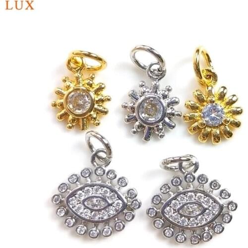 5pcs Sun Shape Evil Eye Pendant Evil Eye Protection Charms Gold Silver Brass Pendant Necklaces For Women Jewelry Graduation Gift