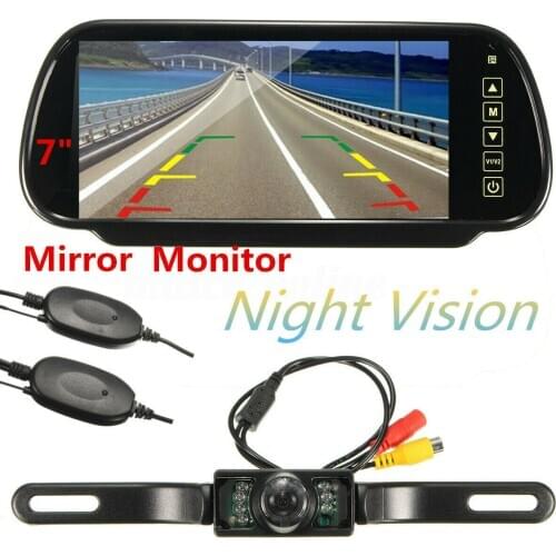 Car Rear View Camera Parking System Wireless HD 7 Inch TFT LCD Display 1024*600 Car Mirror Monitor MP5 Night Version