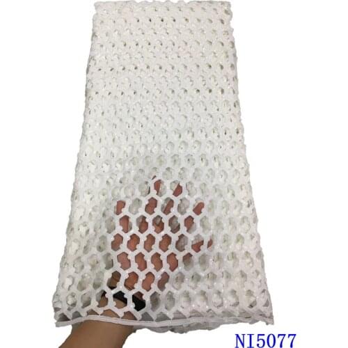 White African Lace Fabric 2021 High Quality Chiffon Lace Fabric Nigerian Soft Cotton Laces with Sequins for Wedding NI5077-1