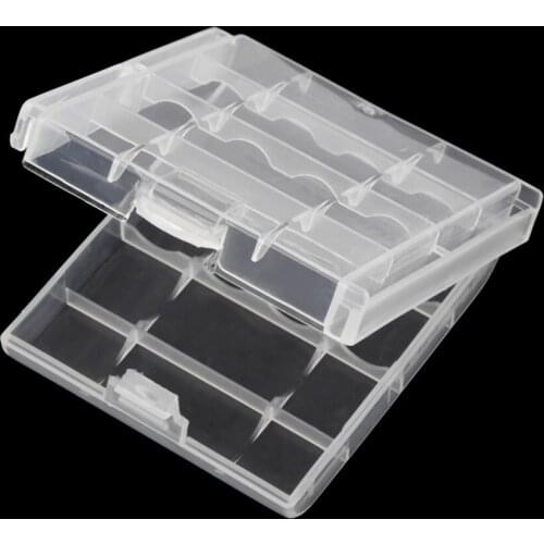 White Plastic Battery Storage Box Hard Plastic Case Cover Holder for 4 pcs AA AAA Batteries Transparent