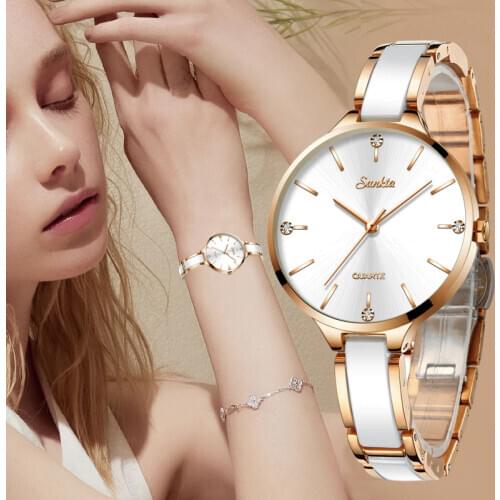 Sunkta Luxury women Watches Simple Diamond Watch Bracelet Watch women Fashion Waterproof Quartz Watch Girl Gift Relogio Feminino