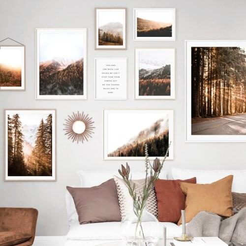 Forest Coldness In Autumn and Winter Decorative Paintings Fog and The Light From The Trees Canvas Paintings Home Decoration