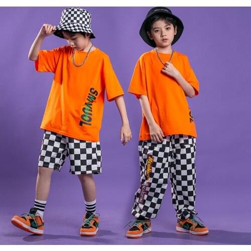 Kids Carnival Outfits Hip Hop Clothing Sweatshirt Tops Streetwear Checkered Pants for Girls Jazz Dance Costume Show Clothes