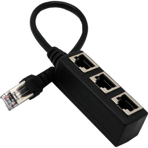 Elisona 1 to 3 Ways Ports RJ45 Ethernet Network Splitter Adapter Socket Cable Plug Interface LAN Network Connector
