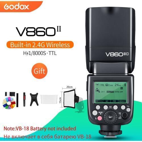 Godox V860II-C/N/S/F/O GN60 2.4G TTL HSS 1/8000 Without VB18 Battery Camera Speedlite Flash for Canon Nikon Sony Fuji Olympus