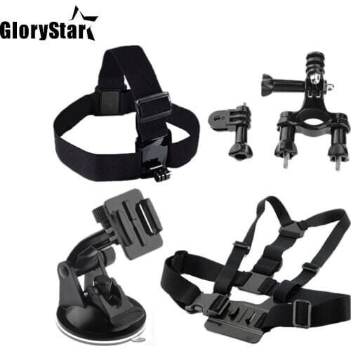 GloryStar 4 In 1 Head Chest Strap Handlebar bicycle bike Mount Accessories Set for GoPro Hero 876 5 4 3 SJCAM Xiao Yi 4k Camera