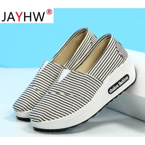JAYHW Fashion WomenS Canvas Shake Shoes Ventilate Fitness Casual Shoes Wedges Sneakers For Woman Ladies Rocking Shoes Female