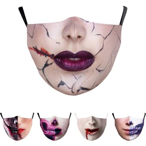 Fashion Funny Joker Mouth Face-Masks Halloween Cospaly Womens Men Unisex Protection Cycling Spots Breathable Adult Party Mask