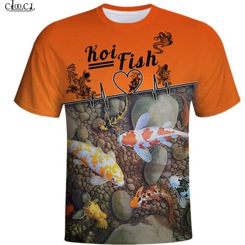 CLOOCL Koi Fishing 3D Printed Mens T Shirt Harajuku Summer Short Sleeve Street Casual Unisex T-shirt Tops Drop Shipping