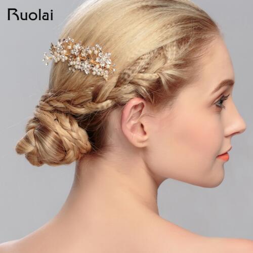 Delicate Silver/Rose Gold Crystal Beaded Hair Comb Hair Wedding Accessories Rhinestone Wedding Crown Wedding Veil FH10
