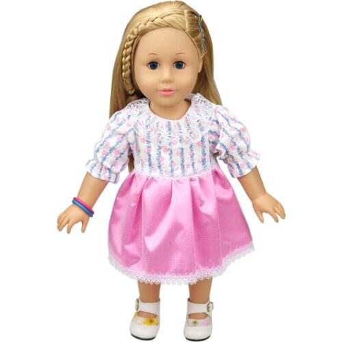 2021 New Pattern Round Collar Plum Red Skirt Fit 18Inch American 43cm Baby Doll Clothes Accessories,Girls Toys,Generation