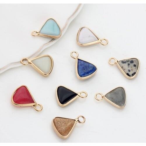 Natural Stone Charms Mini Triangle Birthstone Pendant Charms 11*15mm 2pcs/lot For DIY Jewelry Making Accessories
