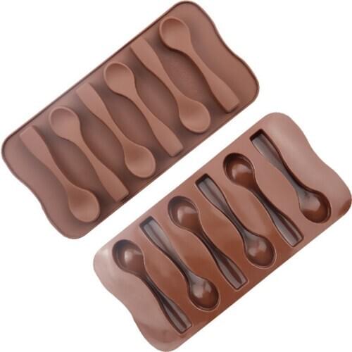6 with Spoon Ladel Silicone Chocolate Mold Ice Grid Mold XG088