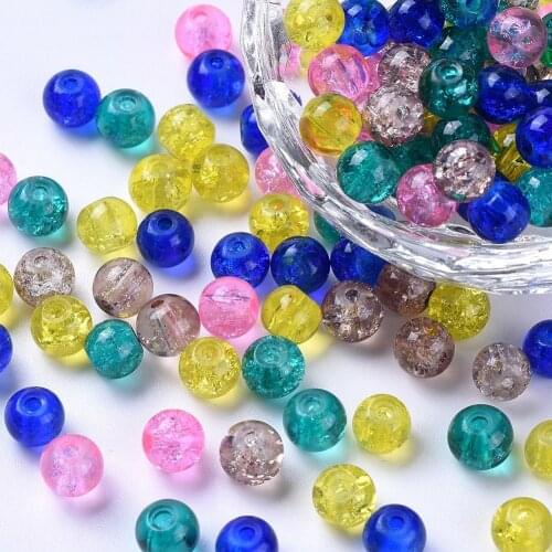 1Bag 4/6/8mm Baking Painted Crackle Glass Crystal Jewelry Making DIY Accessories Ball Finding Loose Beads, Round, Mixed Color