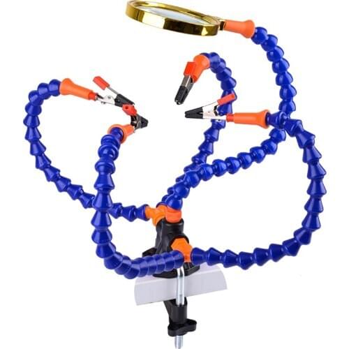 Bench Vise Table Clamp Soldering Station With 5Pc Flexible Arms Soldering Iron Holder Pcb Welding Repair Third Hand Tool