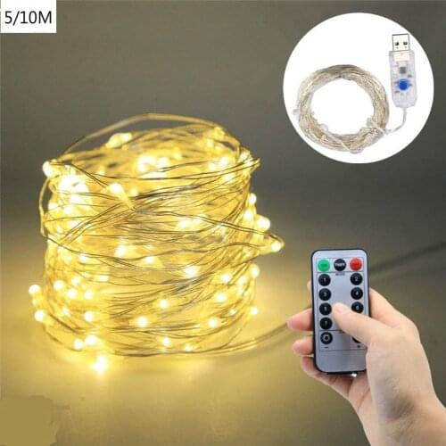 50/100 LED String Fairy Lights Remote Control LED USB Fairy Light Copper Wire Garland Lamp for Christmas Wedding Home Decoration