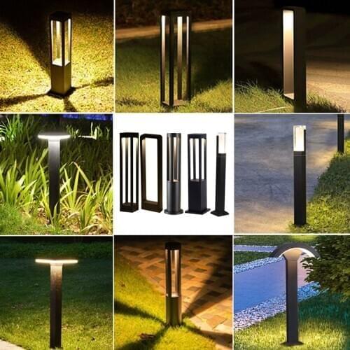 Thrisdar Outdoor Garden Pathway Light Aluminum Landscape Lawn Pillar Lamps Villa Landscape Garden Stand Post Bollard Light