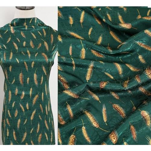 Fragrant cloud yarn turtle crack printing fabric Ladies Emerald wheat ears cheongsam fabric DIY Sewing Spring Summer Women Dress