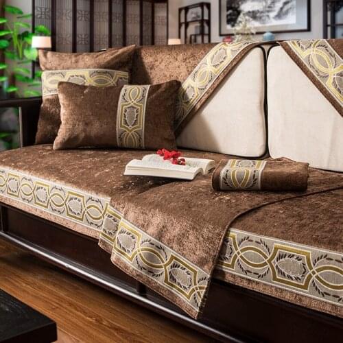 Thick brown luxury home living room all-inclusive elastic L-shaped combination sofa cover.couch covers for sofas couch cover