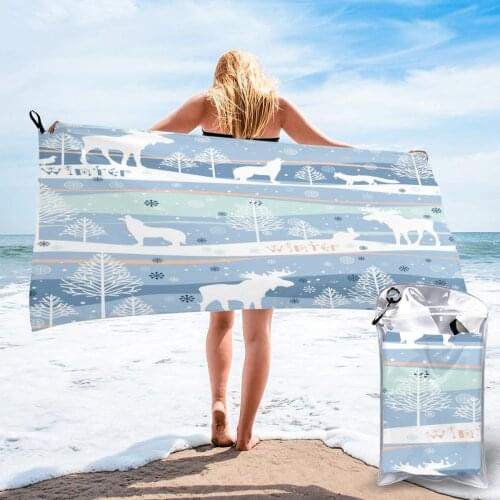 Unique Style Quick Dry Beach Towel Winter Forest Microfiber Bath Towel Beach Cushion Swimming Personalized Sand Free Beach Towel