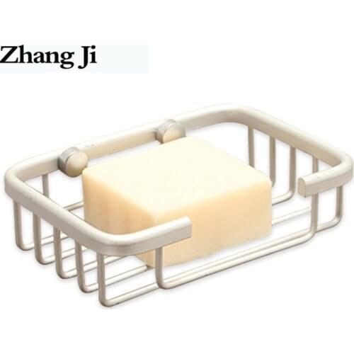 ZhangJi Alloy Soap Shelf Bathroom Shower Soap Holder Container Kitchen Sink Sponge Box Stainless Bathroom Accessory Soap Box