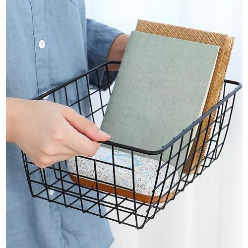Iron Storage Basket Art Wrought Storage Basket Desktop Bathroom Organizer Holder Home Sundries Container panier de rangement