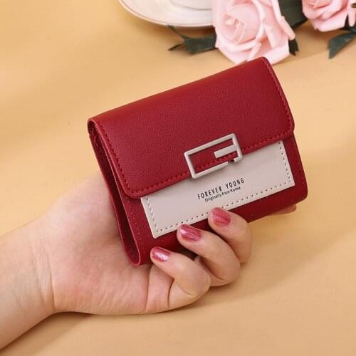 Women Cute Mini Pink Wallets Pocket Purse Card Holder Patchwork Wallet Lady Female Fashion Short Coin Burse Money Bag