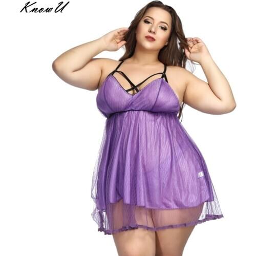 KnowU Plus Size Hot Lace Women Sleepwear Sexy Ladies Lingerie Nightdress Cute Soft Lingerie Nightwear