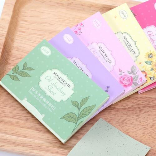 100 Sheets/pack Facial Oil Blotting Sheets Paper Oil Control Plant Fibres Breathable Absorbent Paper Cleansing Face Tissue