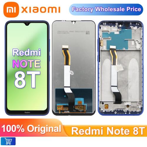 100% Original + Frame 6.3'' For Xiaomi Redmi Note 8T LCD Display Screen Replacement For Redmi Note8t LCD Touch Screen Digitizer