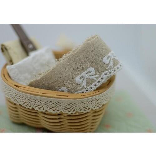 2 Meters Pretty 3.5CM Linen Cotton Cloth Thick Embroidery Lace Applique Trim Sewing DIY Craft