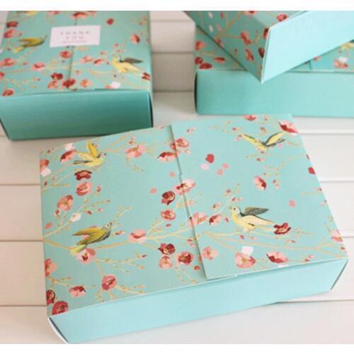 20pcs big blue flower birds decoration bakery package dessert candy cookie cake packing box gift boxes supply favors