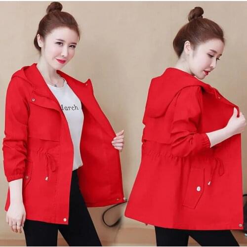 2021 New Autumn Women Jacket Long Sleeve Female Windbreaker Loose Casual Hooded Jackets Coat Basic Outerwear Plus Size 3XL A556