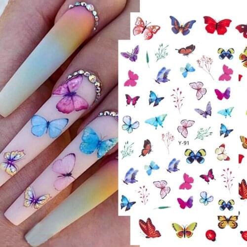 3D Butterfly Nail Art Stickers Adhesive Sliders Nail Decals Colorful Butterfly Nail Sticker Wrap Foils DIY Nail Art Decoration