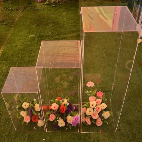 40/60/80/100/115cm Wedding centerpieces flower bouquet stand acrylic window craft display aisle road lead flower square column