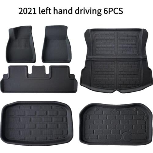 6PCS For Tesla Model 3 car waterproof non-slip floor mat TPE XPE modified car accessories Fully surrounded special foot pad