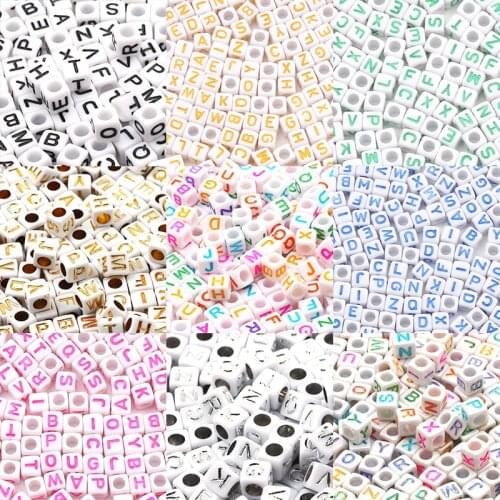 Acrylic Square Letter Beads 6mm Multicolor Alphabet For Jewelry Making DIY Bracelet Necklace Childrens Pacifier Clip Supplies