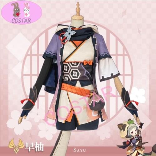 Anime! Genshin Impact Sayu Game Suit Sweet Cute Elegant Uniform Cosplay Costume Halloween Party Role Play Outfit Women 2021 NEW