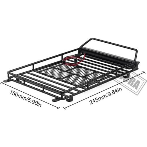 RC Car Metal Roof Rack Luggage Bracket + Light for 1/10 Crawler Axial SCX10 TRX4