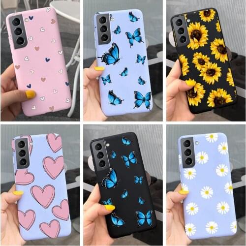 Samsung S21 Plus Case Samsung S21+ 5G Sunflower Butterfly Painted Soft Silicone Phone Cases For Galaxy S21 S21+ S21 Plus Cover