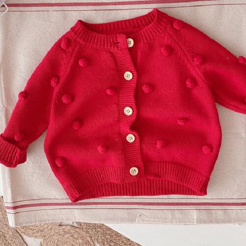 Baby Kids Clothes Girls Sweaters 2021 Autumn New Cute Solid Knitted Coat for Girl 100% Cotton Long Sleeve Childrens Clothing