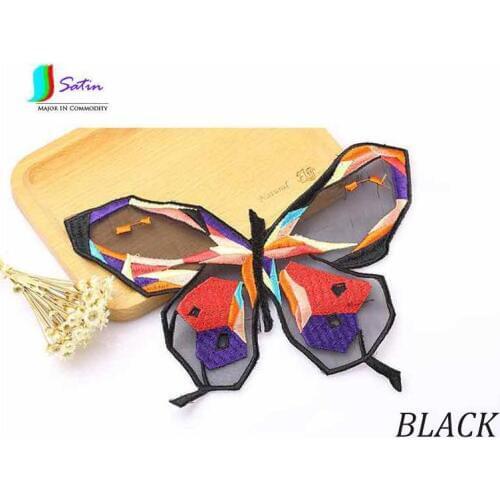 Jeans,Cow Clothes Coat Sew Decoration DIY Accessories Black White Butterfly Embroidery Organza Patch S0097H